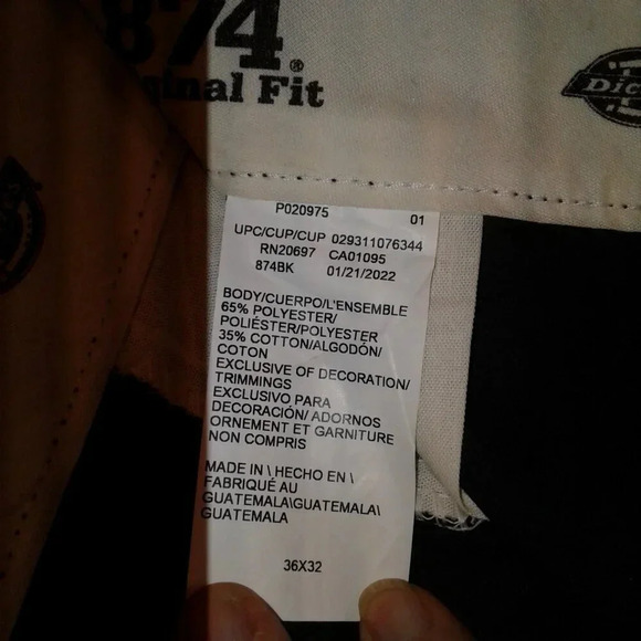 Men's NWT Dickies 864 Original Fit Black Denim Work Pants Size 36x32 - Picture 9 of 10